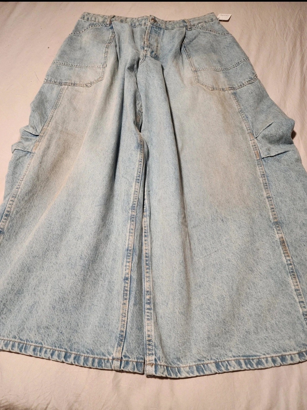 We The Free Light Blue Wide-Leg Utility Jeans